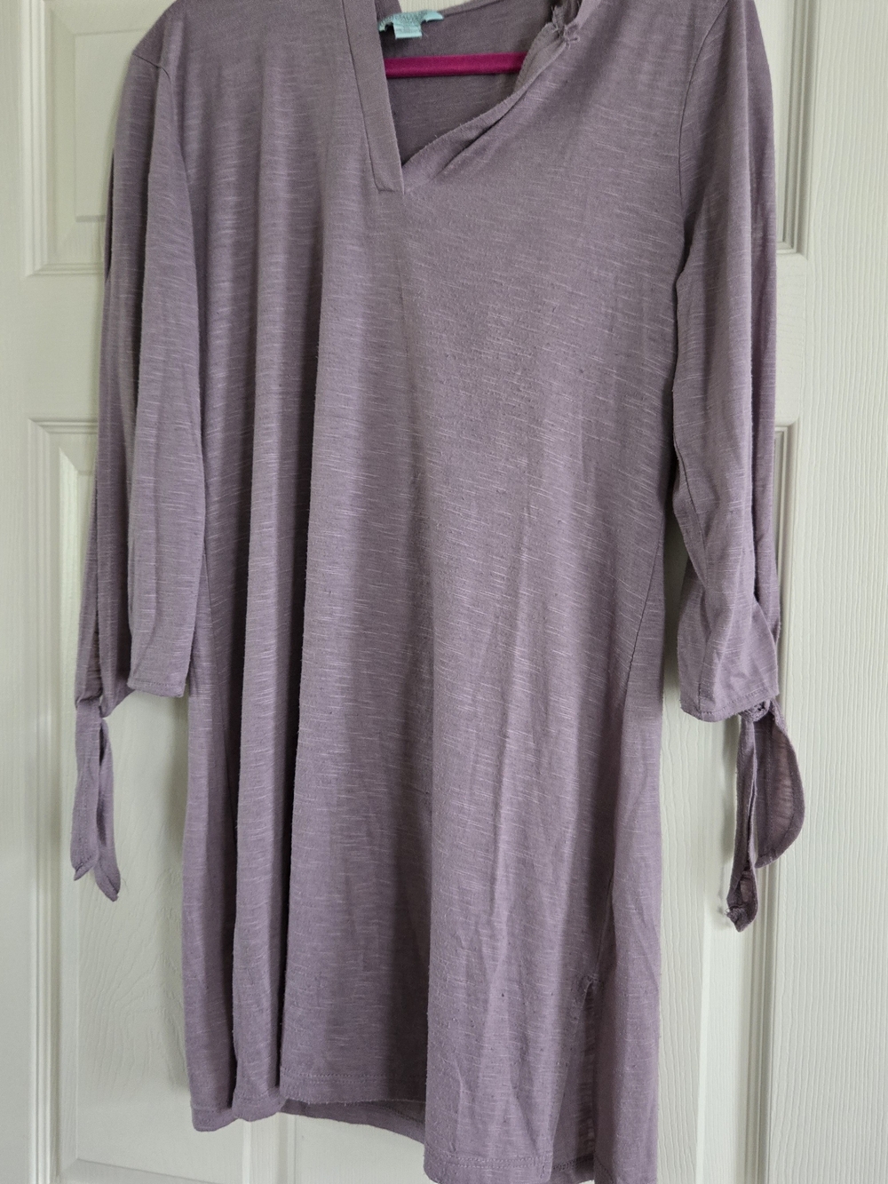 Lavender Tie-Sleeve V-Neck Tunic
